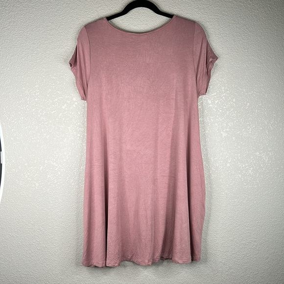MTS Mauve Pink Criss Cross V-Neck Soft Flowy Summer Casual Dress Size Large - Picture 4 of 6
